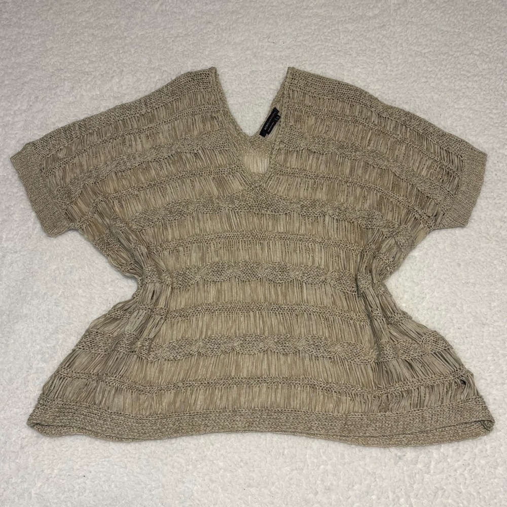 BCBGMaxAzria Beige Knit Short-Sleeve Pullover